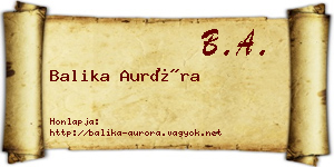 Balika Auróra névjegykártya